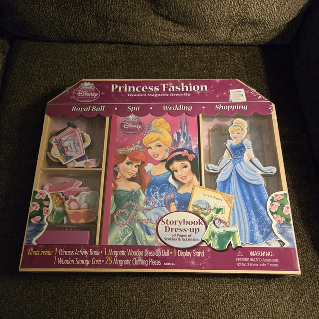 DISNEY PRINCESS DRESS Up Closet Magnetic Paper Doll Activity 3 Princesses  $7.99 - PicClick