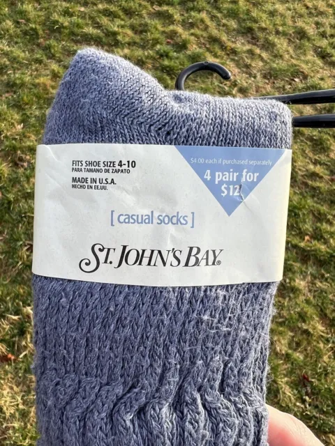 JCPenney St. John’s Bay Vintage Women Ribbed Slouch Socks USA 80s 90s NWT S Blue