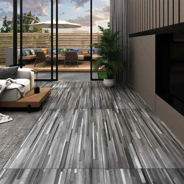 Listoni Pavimenti Autoadesivi in PVC 2,51m? 2mm Grigio Striato