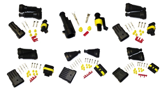 Superseal AMP/Tyco Style 3-Way Waterproof Electrical Connector Kit – For Wires 0.5mm² To 1.5mm²