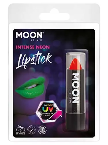 Smiffys Moon Glow Intense Neon UV Lipstick, Intense Red