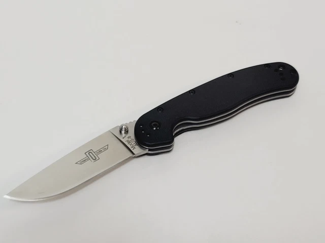 Ontario Rat Model 1 Linerlock Black Folding D2 Steel Satin Pocket Knife Ontario Rat Model 1 Linerlock Black Folding D2 Steel Satin Pocket Knife