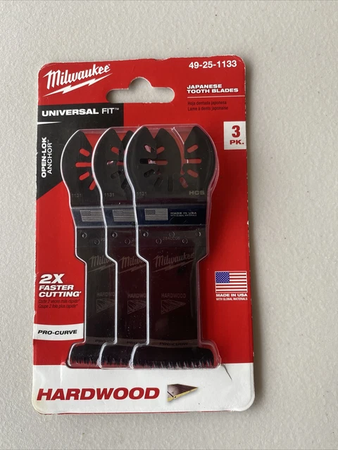 Hoja de madera dura Milwaukee OPEN-LOK 1-3/8 in HCS diente japonés curva profesional...