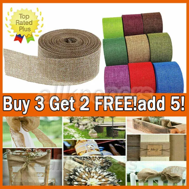 10m Burlap Ribbon Roll Hessian Jute Fabric Rustic Party DIY Wedding Xmas Decor