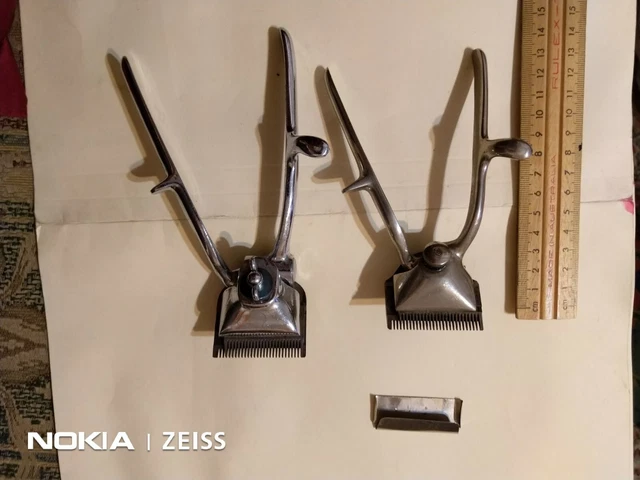 2x Vintage Barber HAIR CLIPPERS Solid Metal LOT Solingen Cutlerix GERMANY ^