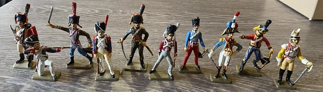 Lot De 4 Soldats En Plomb Creux Grenadiers Au Défilé - Figurines Militaires Anciennes Empire