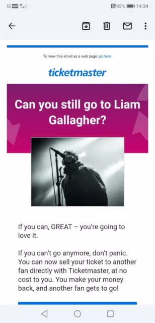 Liam Gallagher tickets Knebworth Sat 4th June x3