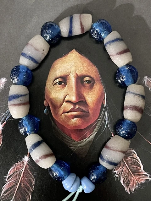 Native American Old Trade Bracelet,Old Fut Trade Powderglass Beads,Ancient Glass