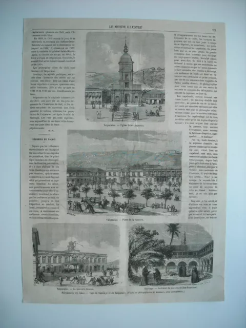 Gravure 1866. Algerie. Geryville A N’kraïla. Le Borysthene, Vapeur. Oasis Et Kca