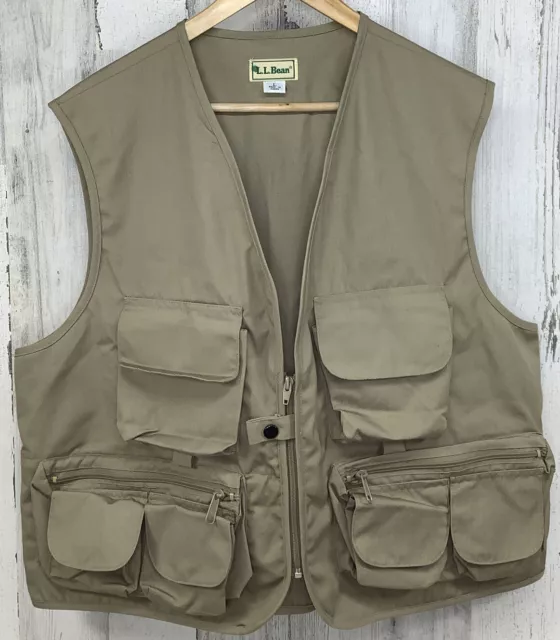 Vintage L.L. BEAN Khaki Hunting Fishing Camp Vest Men’s Size Large