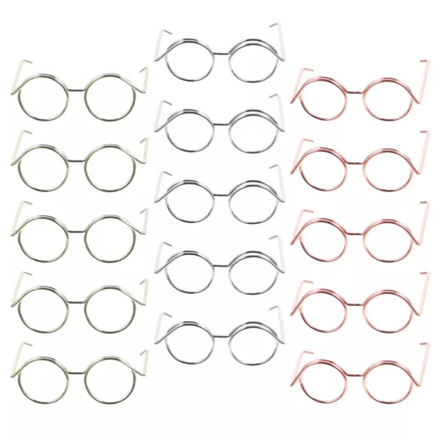 Vintage Doll Glasses 15Pcs Copper Wire Rim Eyewear for Boy Girl Dolls-JA