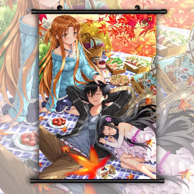 Sword Art Online Yuuki Asuna Kirito HD Print Wall Poster Scroll
