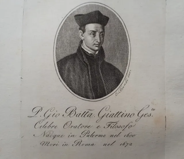 Ritratto Ortolani 1821: Giovanni Giattino Celebre Oratore e Filosofo