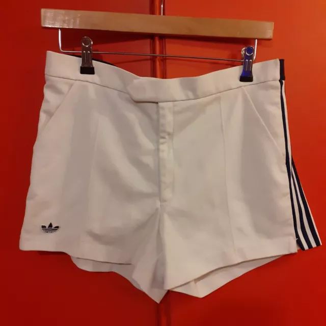 Vintage White Adidas Shorts 1970's Waist 32"