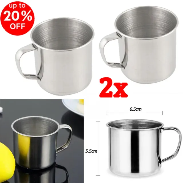 2pcs Metal Tea Drinking Travel Coffee Mug Stainless Steel Camping Cup 200ml