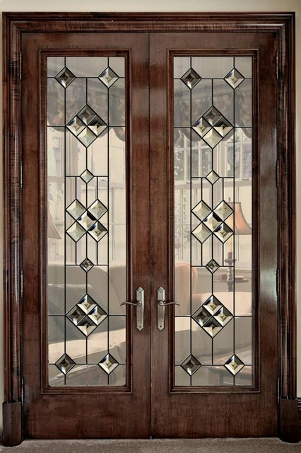 Beautiful Bevel designer Stained Glass  Door  Pocket. Barn or swing hinged Style 2