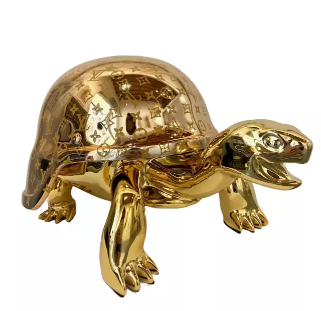 LV gold TURTLE di Diederik van Apple - scultura in resina POP ART