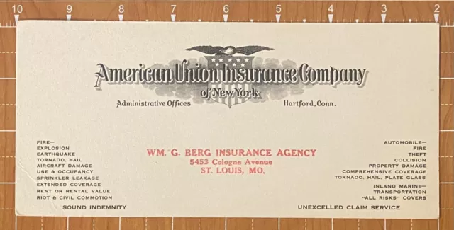 American Union Insurance Co. Of Ny Ink Blotter~American Eagle Usa Flag Shield