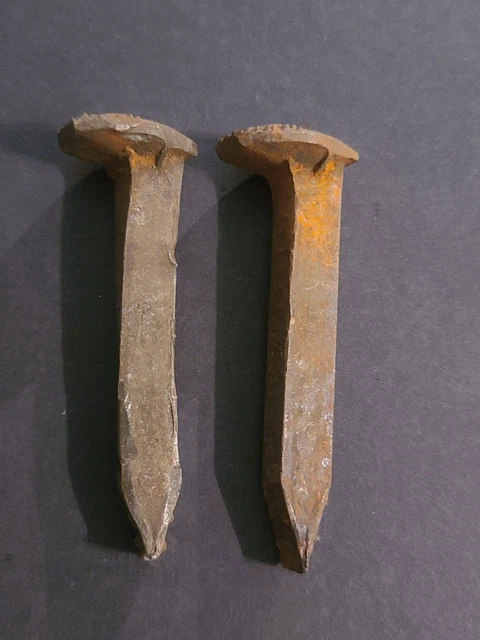 (LOT OF 2) Antique Hand Wrought Rose Head Nails Spikes 2.75 in Long X 1/4" Thick