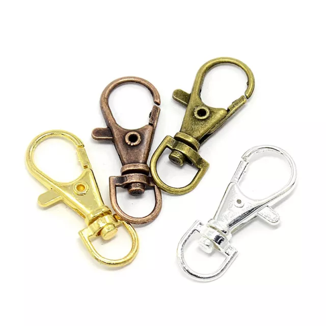 100pcs Colorful Alloy Lobster Claw Clasps w/ Swivel Loop Key Chain Findings 37mm