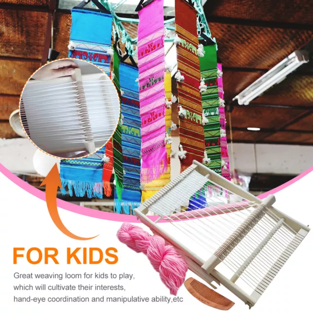 Weaving Loom For Kids Learning With Stand Tapestry Art Educational Wooden Toy.
