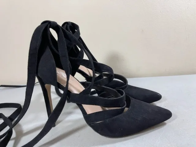 Worn Once Aldo Women's Black Pumps That You Can Lace Up Legs Size 8.5
