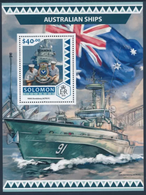 2016 Solomon Islands Australian Ships Mini Sheet ($40) Fine Mint Mnh