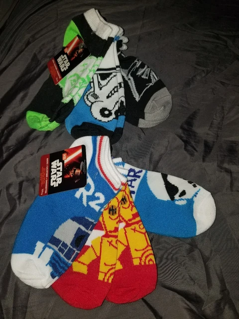 6 Pairs Disney Star Wars Kid 6-8 Socks R2-D2 Yoda Darth Vader Storm Trooper C3PO