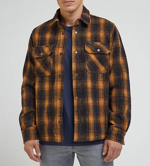 LEE 101 WOOL OVERSHIRT Sky Captain Plaid M PicClick UK