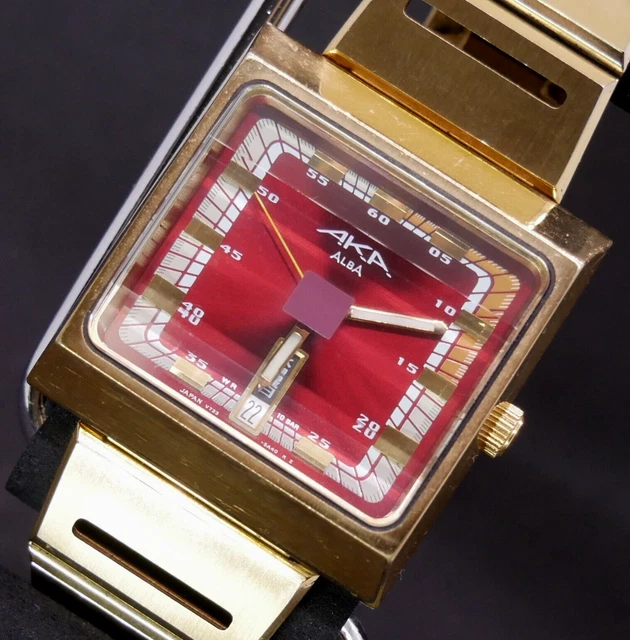 VINTAGE SEIKO ALBA AKA RED Dial Wristwatch V733-5A40 Kanji [EXC] #131c ...
