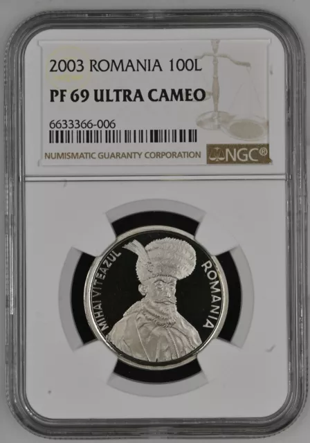 100 Lei 2003, Romania, Rumänien, NGC PROOF 69 ULTRA CAMEO