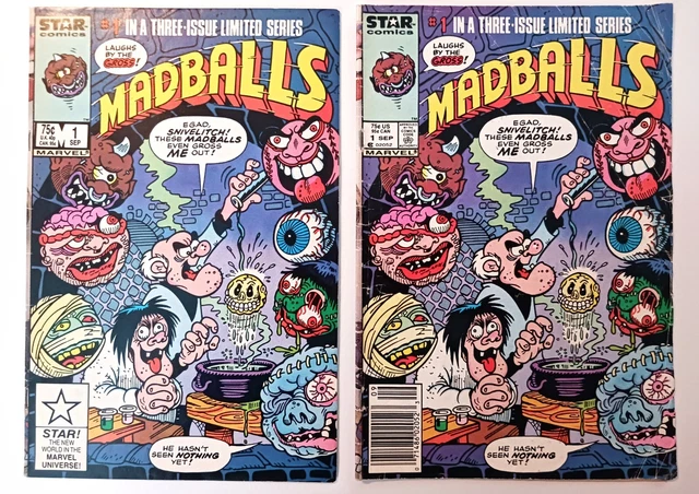Madballs #1 direct & newsstand variant lot of 2 Marvel Star 1986
