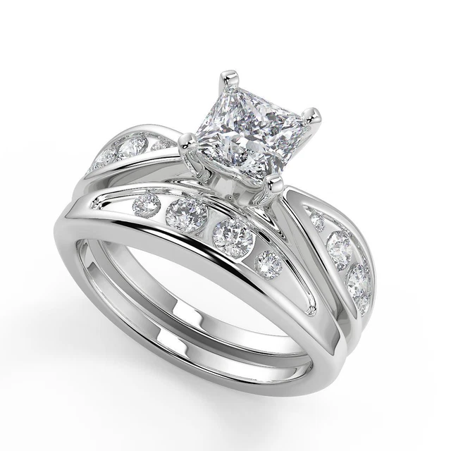 1.2 Ct Princess Cut In 4 Prong Diamond Engagement Ring VS2 F Treated