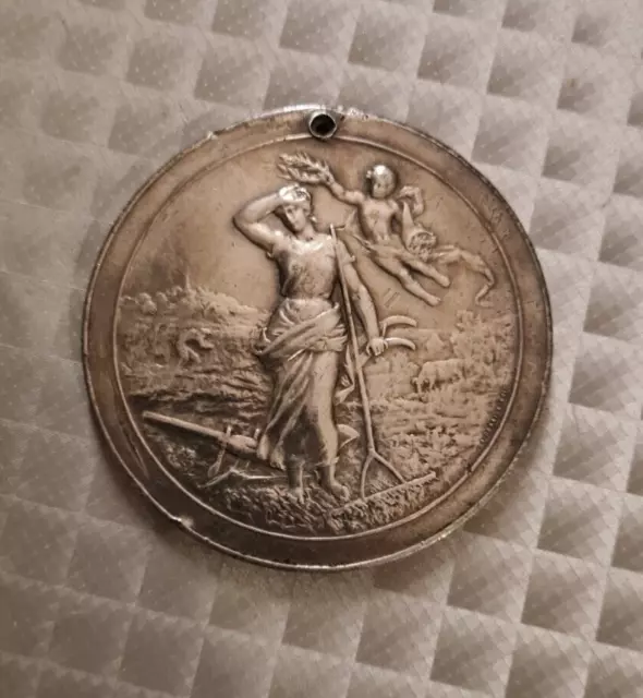 ancienne grosse médaille 1912 en argent massif silver poinçonnée