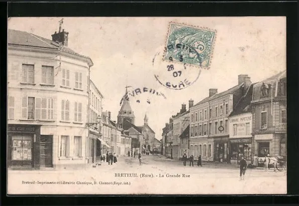 CPA Breteuil-sur-Iton, La Grande Rue 1907