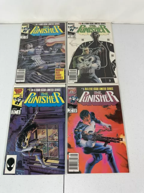 The Punisher # 1 3 4 & 5 Limited Series Newsstand Marvel 1985-86 1St Solo Series