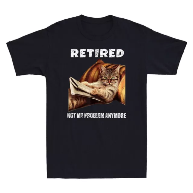 Retired Not My Problem Anymore Funny Cat Retirement Gift Vintage Men's T-Shirt