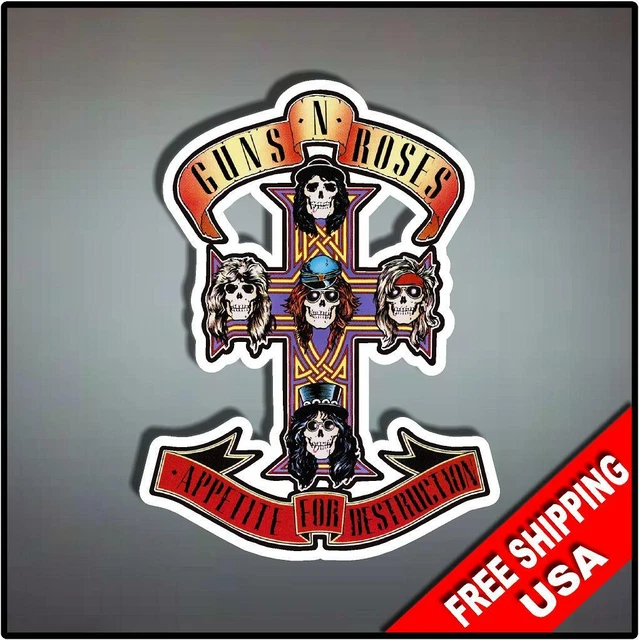 GUN N' ROSES Logo Decal Sticker Heavy Metal Rock Band Rock 80's Various ...
