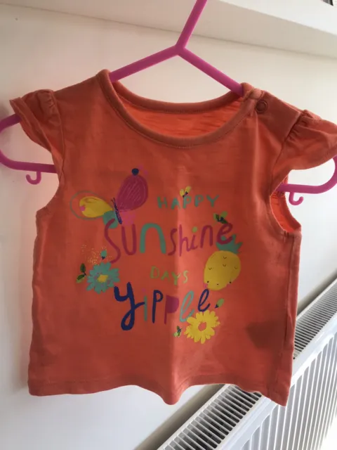 T-shirt orange Mothercare bébé fille 3-6 mois - Happy Sunshine Days