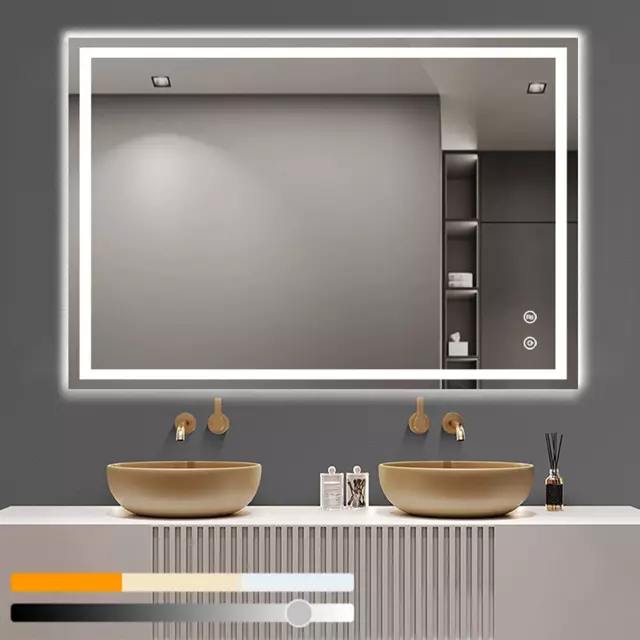 DLLT 36 X 28 Inch LED Lighted Vanity Bathroom Mirror, Dimmable Touch Wall Mounte