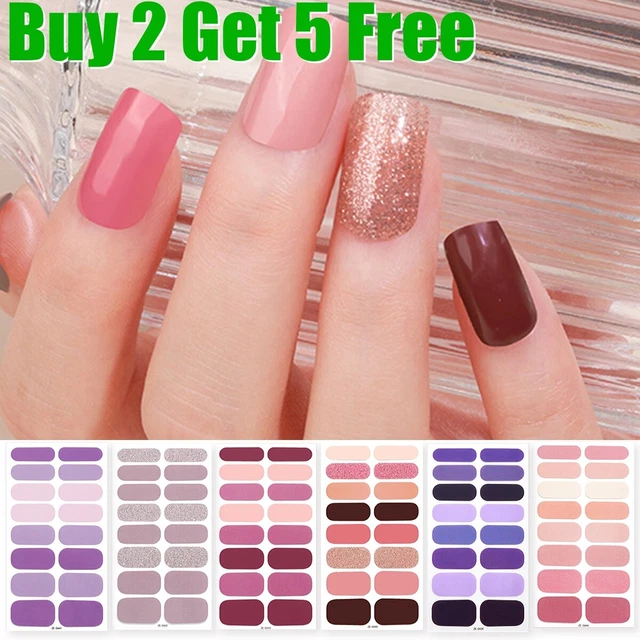 16 strisce adesivi per unghie gel semi-curati lampada UV richiesti involucri gel glitter UK