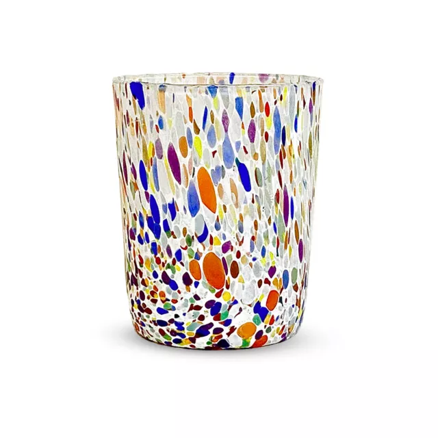 Bicchieri Vetro Soffiato Gocce Di Murano Colorati Made In Italy Graniglia 1Pz