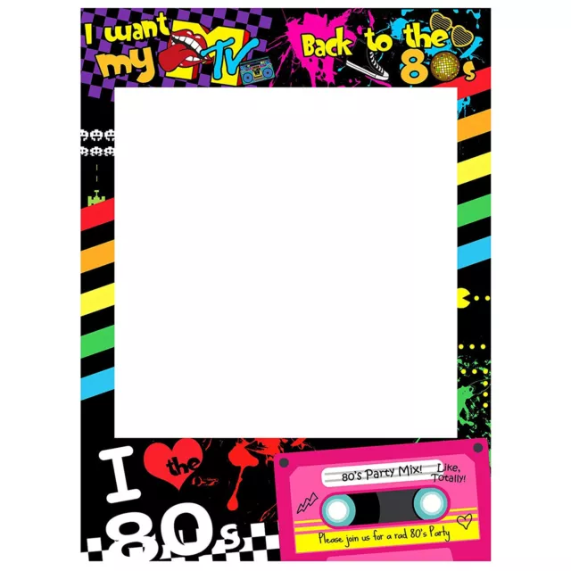 I love 80s Photo Booth Frame Photobooth Props Retro Music Dance Party Selfie