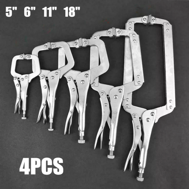 C Clamps Mig Welding Locking Plier C-Clamp Vice Grip Heavy Duty Steel 4pcs