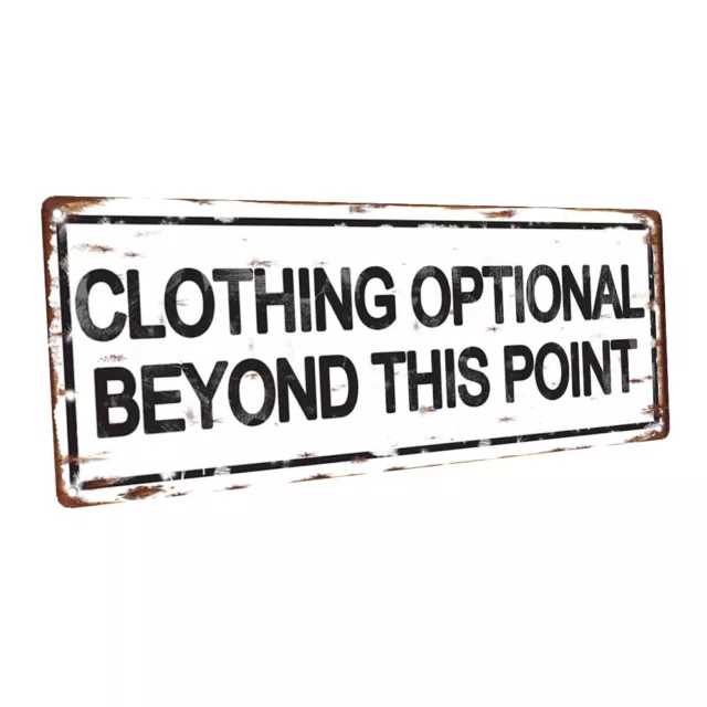 Clothing Optional Beyond This Point Metal Sign; Wall Decor for Beach House