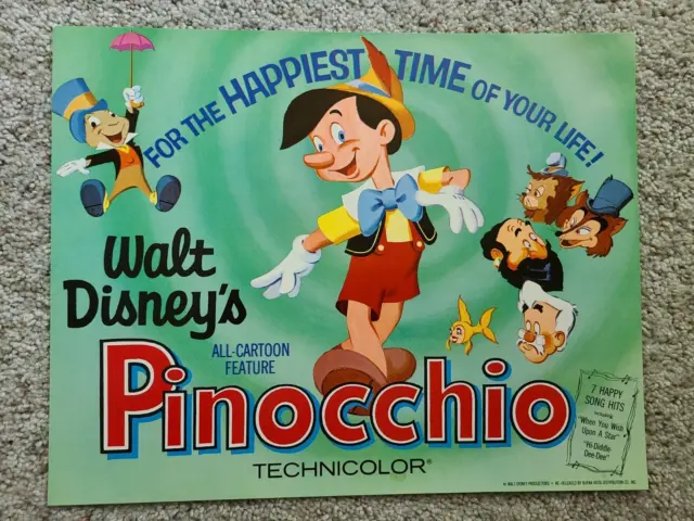 Walt Disney Pinocchio 1974Movie Re-Release9Lobby Card Set Vintage Original 14x11