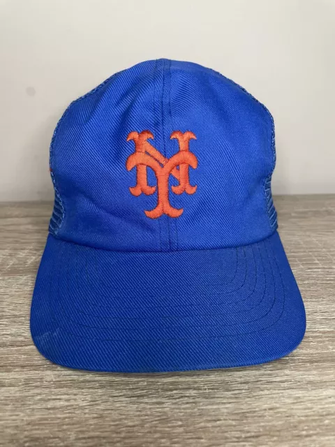 Vintage 1980s New York Mets SnapBack Cap Mesh Back Cap Blue