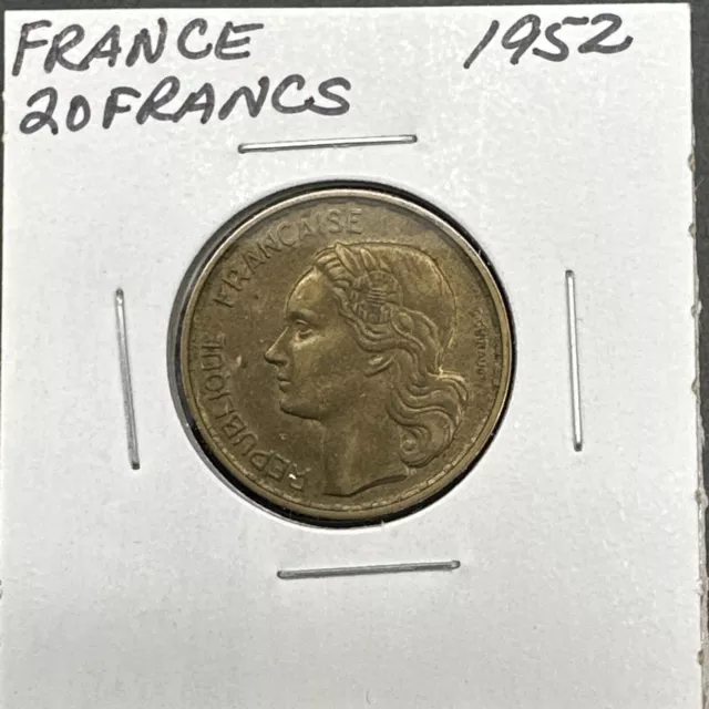 1952 France 20 Francs Copper-Aluminum Marianne G Guiraud