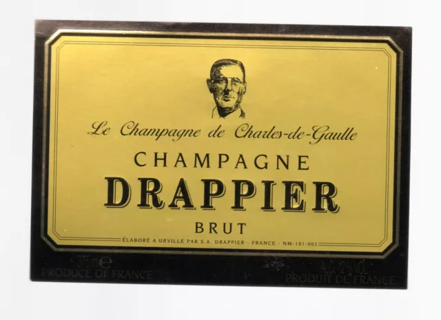 Etiquette de champagne  "  Champagne DRAPPIER  cuvée Charles de Gaulle