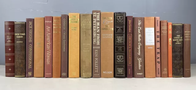 Job Lot 20 Brown Hardback Books For Display Or Props, Shop Decor